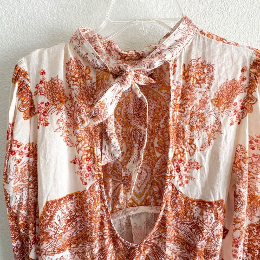FREE PEOPLE Lady Luck Bell Sleeve Print Tunic or Mini Dress In Ivory Size XS - Picture 8 of 9